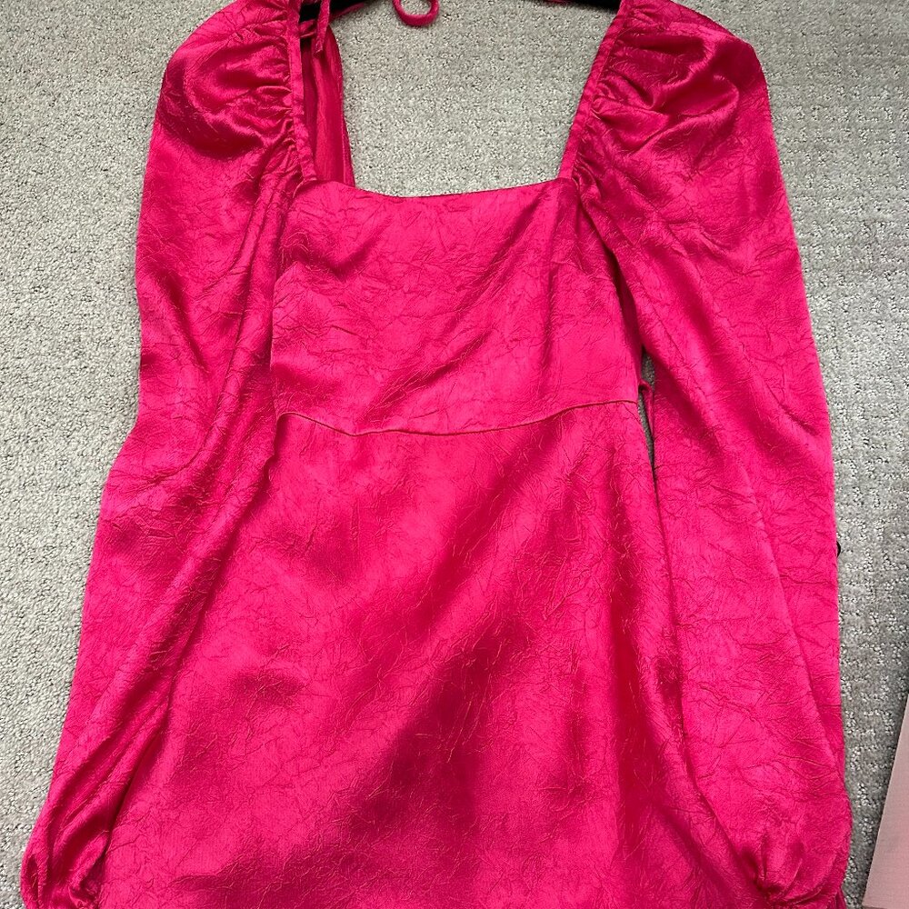 Hot Pink Long Sleeve Mini Dress